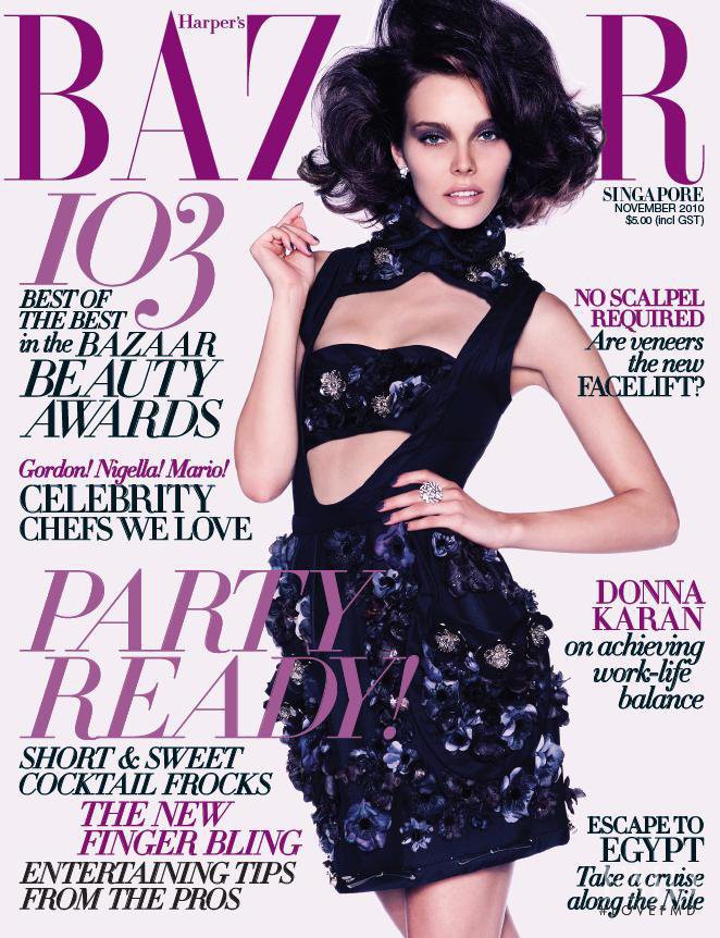 Julia Valimaki featured on the Harper\'s Bazaar Singapore cover from November 2010