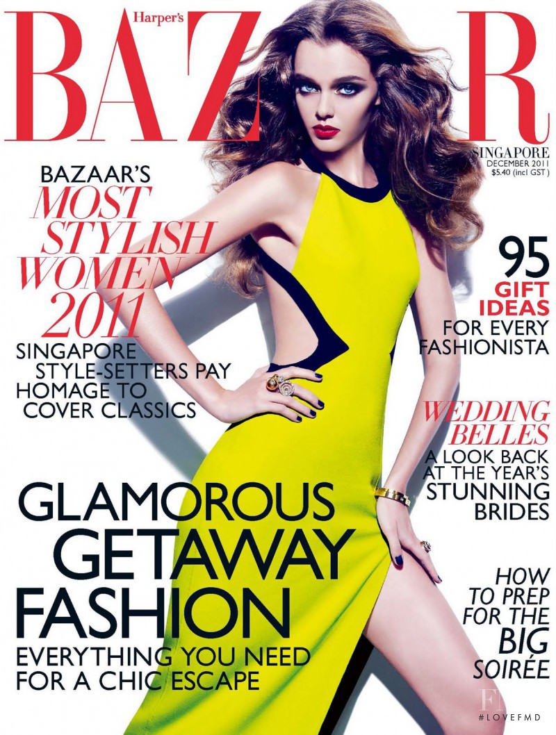 Masha Tyelna featured on the Harper\'s Bazaar Singapore cover from December 2011