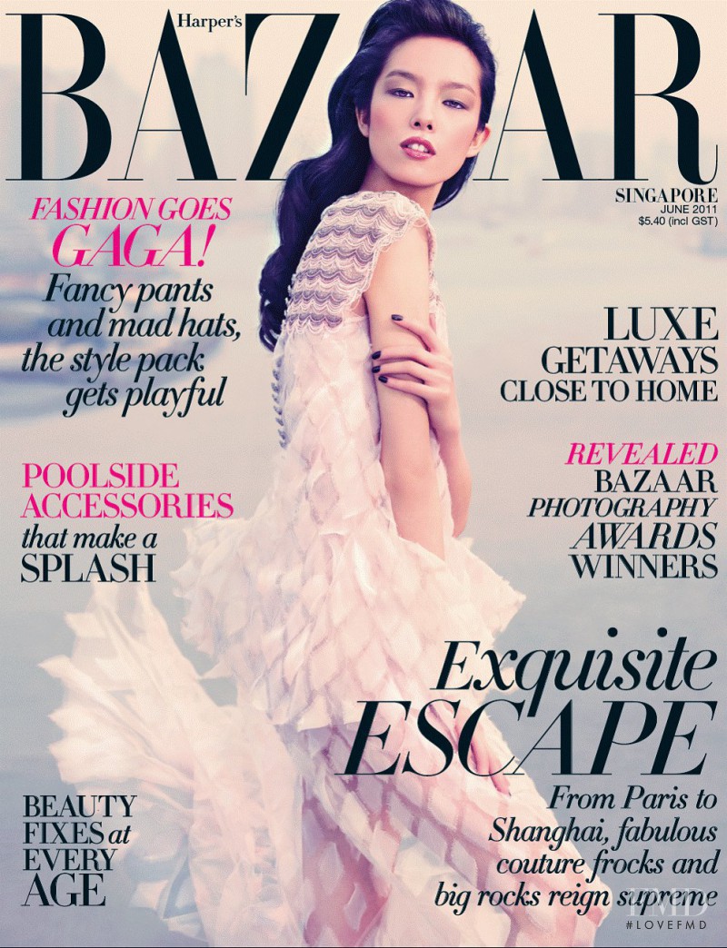 Fei Fei Sun featured on the Harper\'s Bazaar Singapore cover from June 2011
