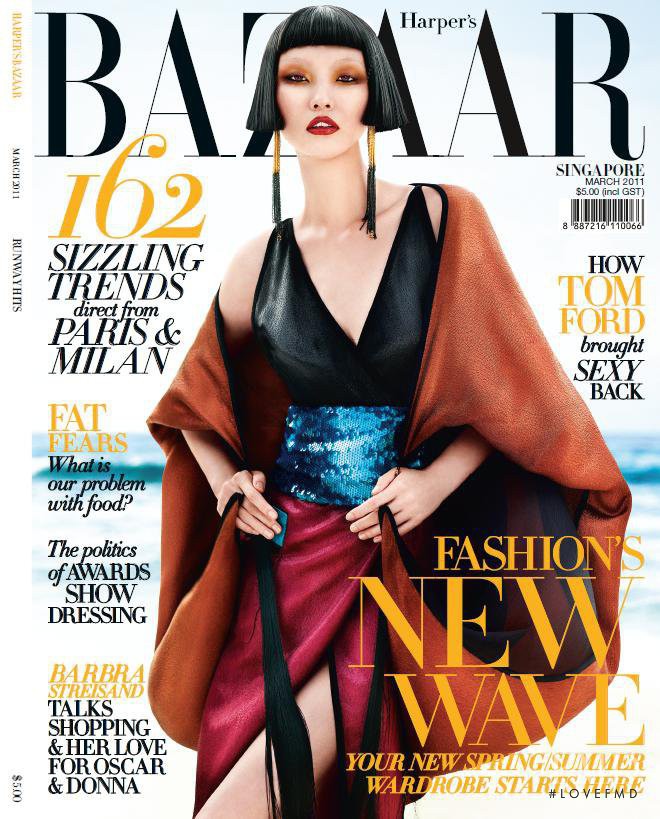 Xu Chao Zhang featured on the Harper\'s Bazaar Singapore cover from March 2011