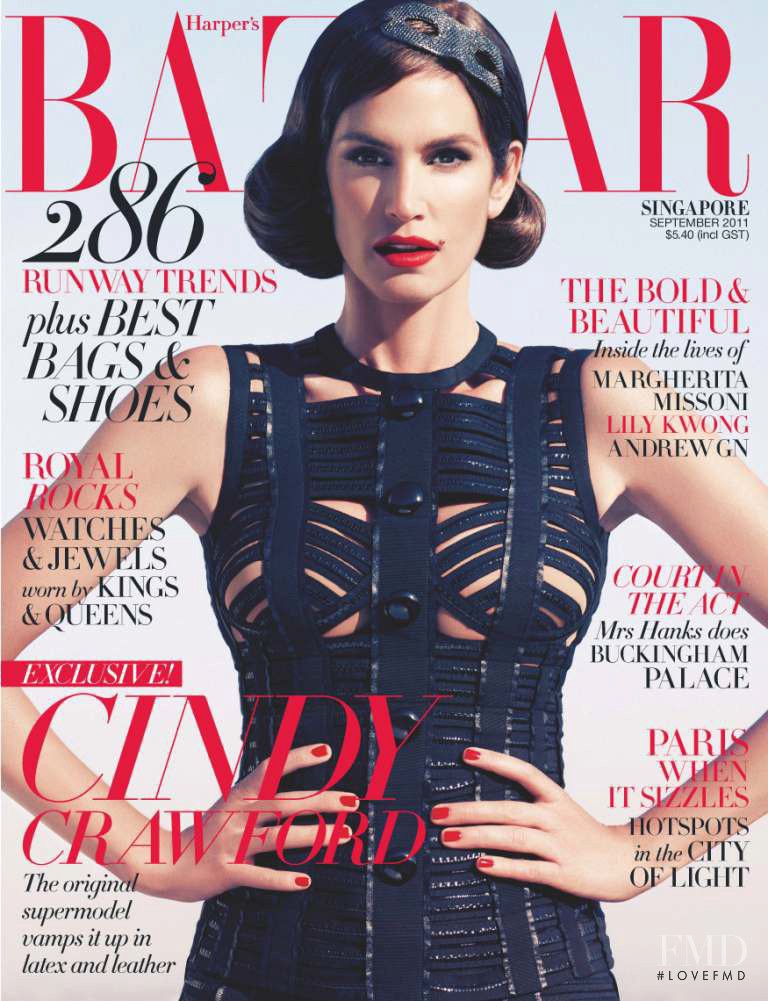 Cindy Crawford featured on the Harper\'s Bazaar Singapore cover from September 2011