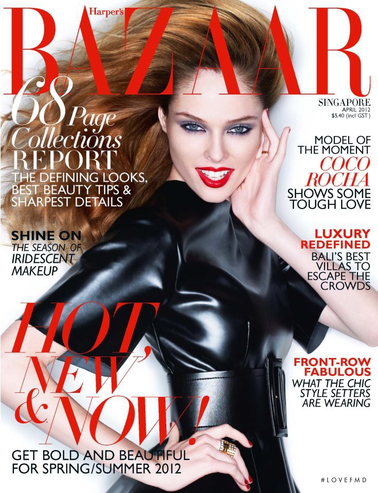 Coco Rocha featured on the Harper\'s Bazaar Singapore cover from April 2012