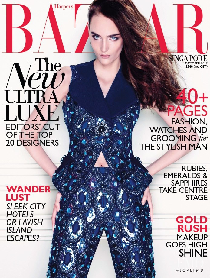 Zuzanna Bijoch featured on the Harper\'s Bazaar Singapore cover from October 2012