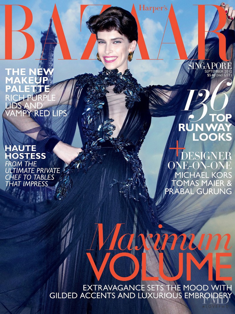 Kristina Salinovic featured on the Harper\'s Bazaar Singapore cover from September 2012