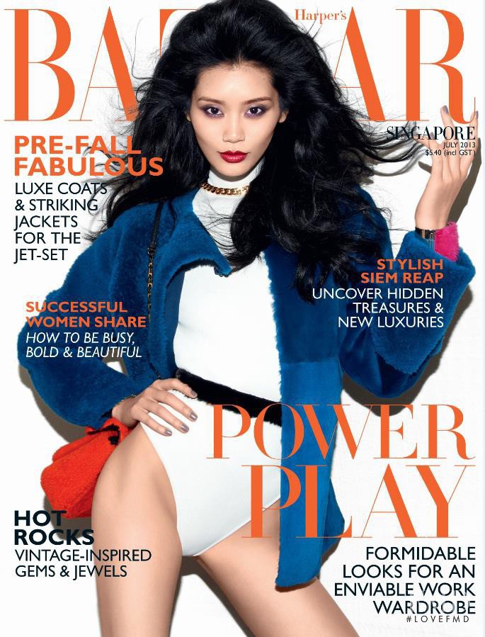 Ming Xi featured on the Harper\'s Bazaar Singapore cover from July 2013
