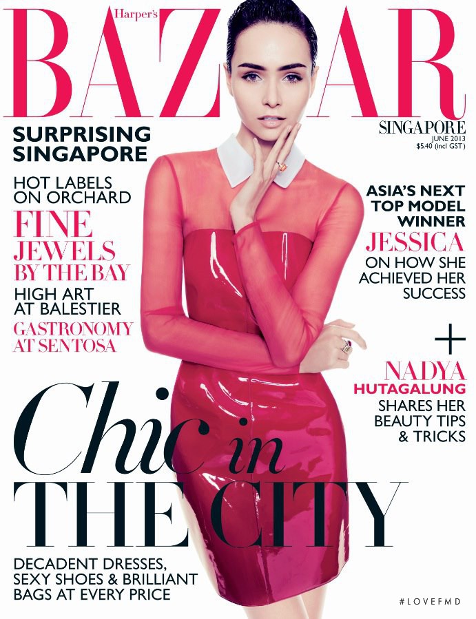 Jessica Amornkuldilok featured on the Harper\'s Bazaar Singapore cover from June 2013