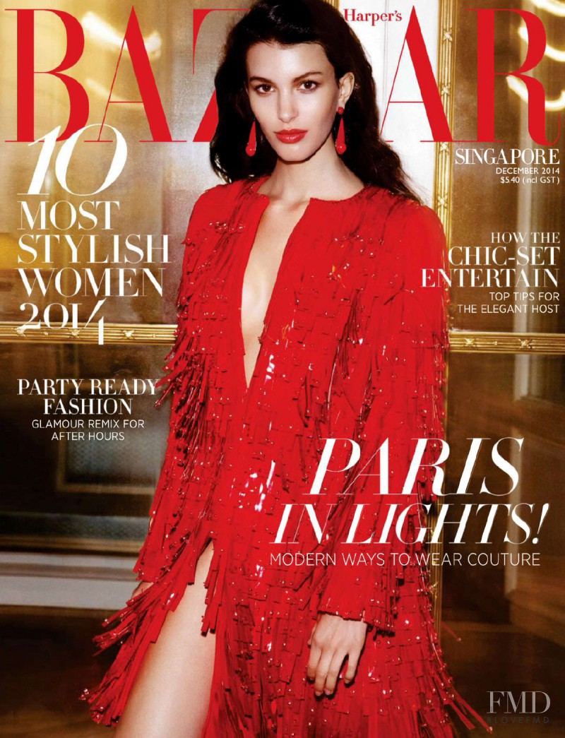 Kate King featured on the Harper\'s Bazaar Singapore cover from December 2014