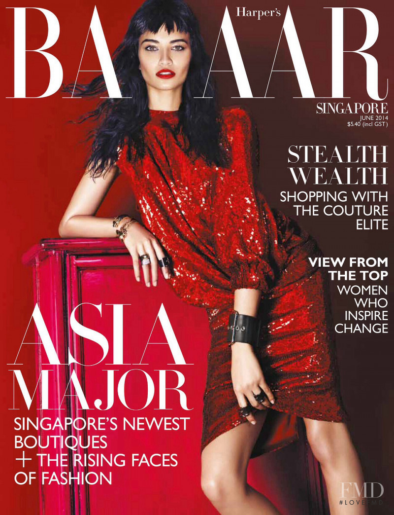 Shanina Shaik featured on the Harper\'s Bazaar Singapore cover from June 2014