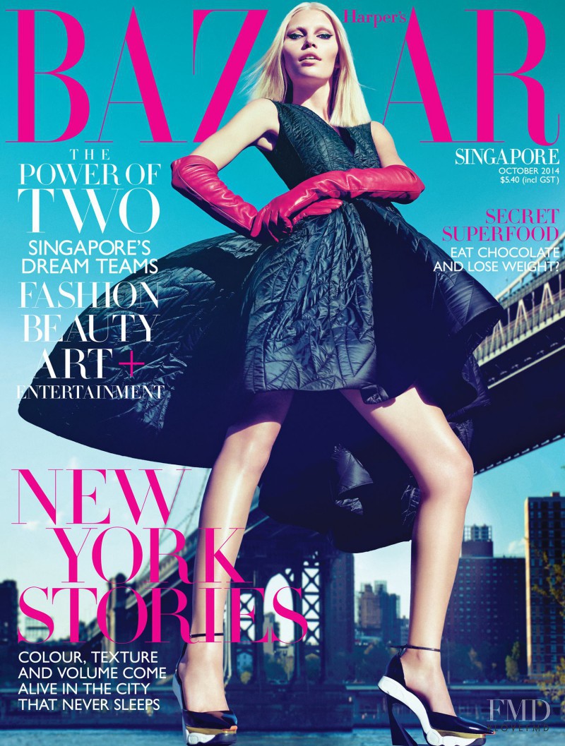 Aline Weber featured on the Harper\'s Bazaar Singapore cover from October 2014