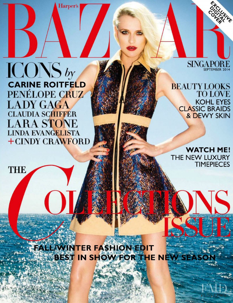 Milou van Groesen featured on the Harper\'s Bazaar Singapore cover from September 2014