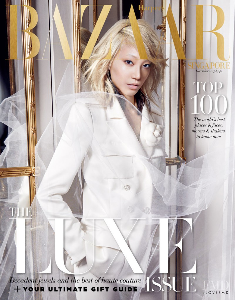Soo Joo Park featured on the Harper\'s Bazaar Singapore cover from December 2015
