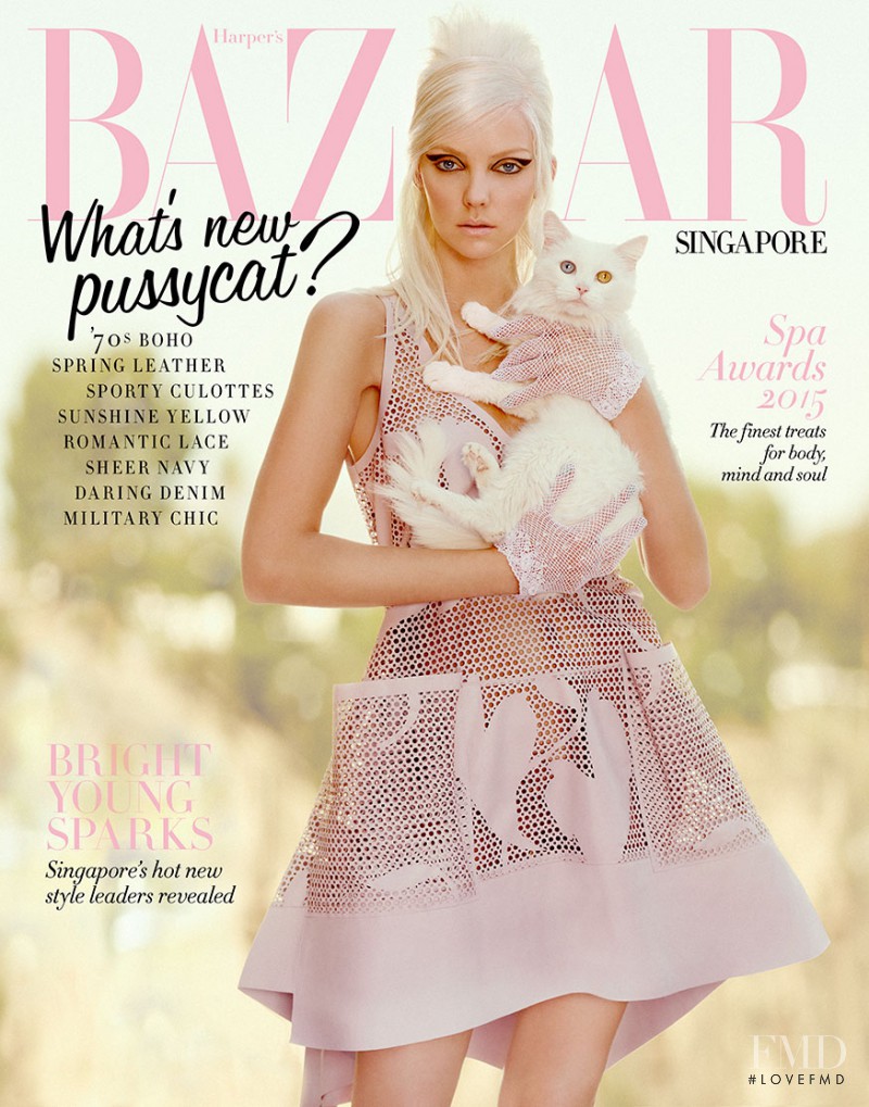 Heather Marks featured on the Harper\'s Bazaar Singapore cover from February 2015