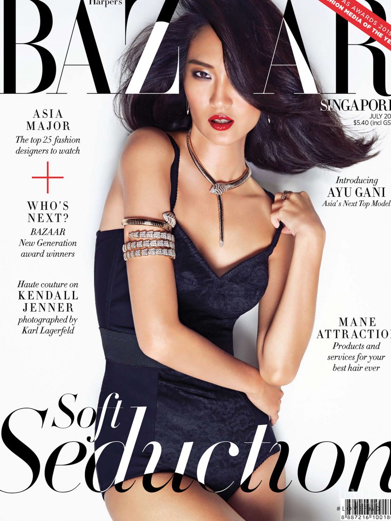 Ayu Gani featured on the Harper\'s Bazaar Singapore cover from July 2015