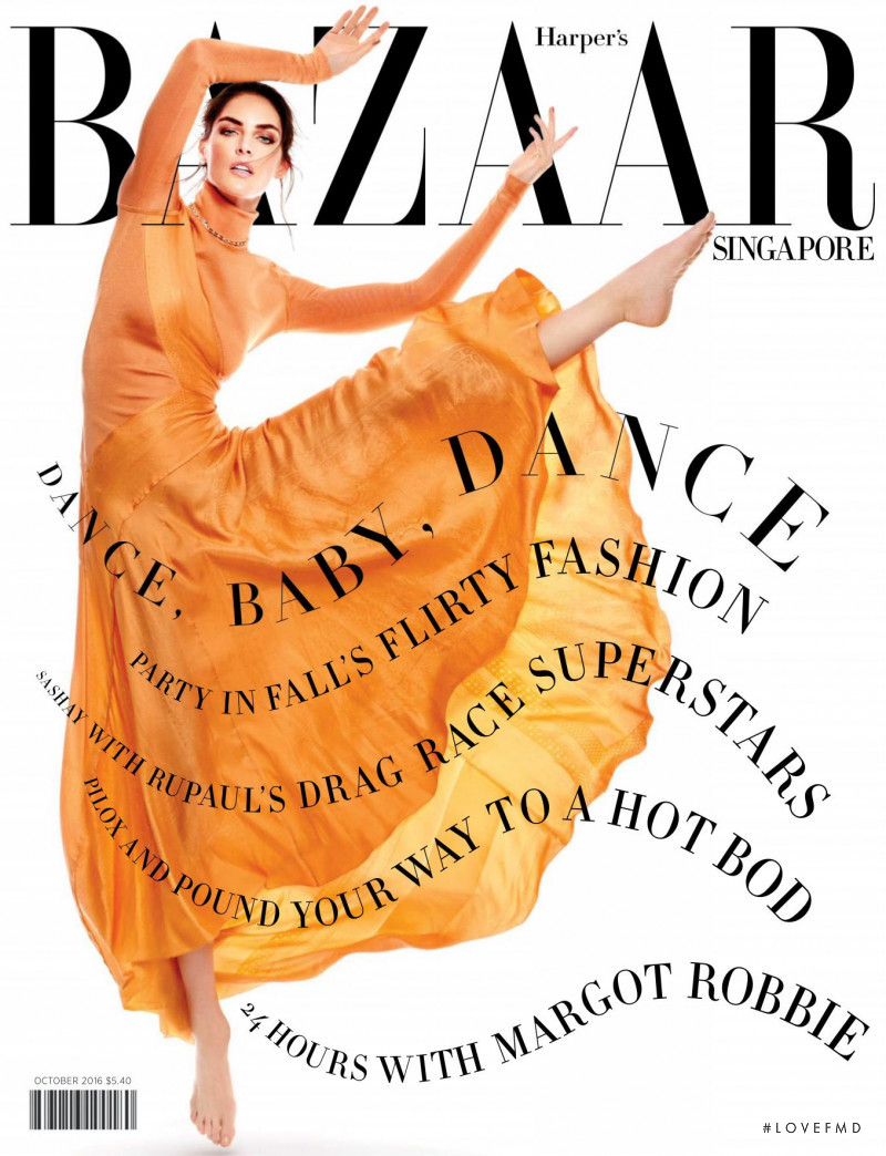 Hilary Rhoda featured on the Harper\'s Bazaar Singapore cover from October 2016