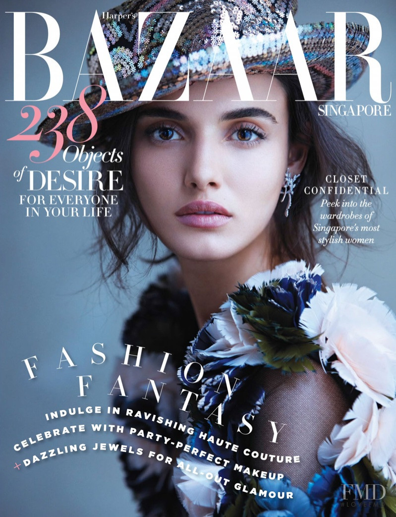 Blanca Padilla featured on the Harper\'s Bazaar Singapore cover from December 2017
