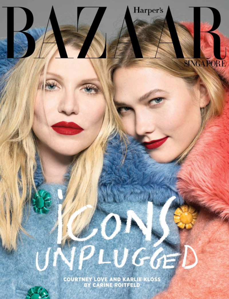 Courtney Love featured on the Harper\'s Bazaar Singapore cover from September 2017