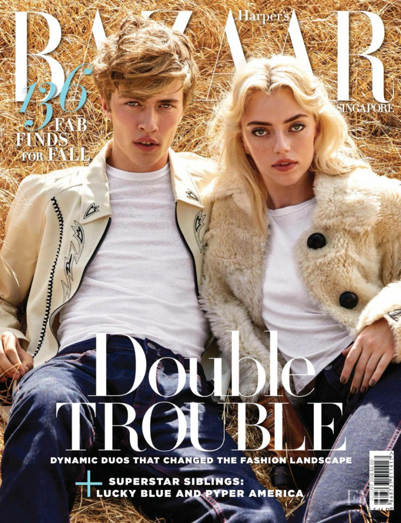 Lucky Blue Smith, Pyper America Smith featured on the Harper\'s Bazaar Singapore cover from August 2018