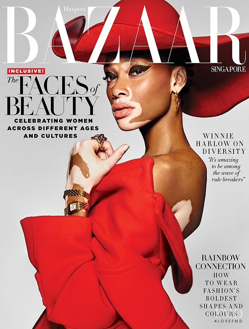 Winnie Chantelle Harlow featured on the Harper\'s Bazaar Singapore cover from May 2018
