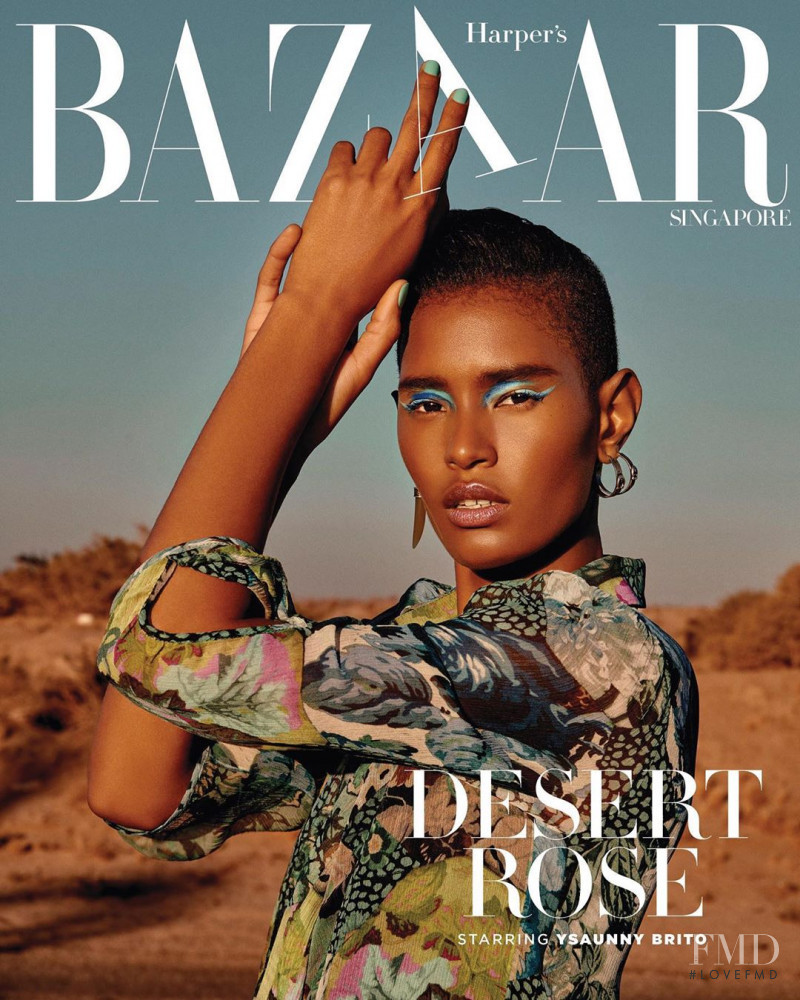 Ysaunny Brito featured on the Harper\'s Bazaar Singapore cover from August 2019