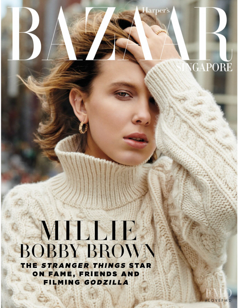 Millie Bobby Brown featured on the Harper\'s Bazaar Singapore cover from June 2019