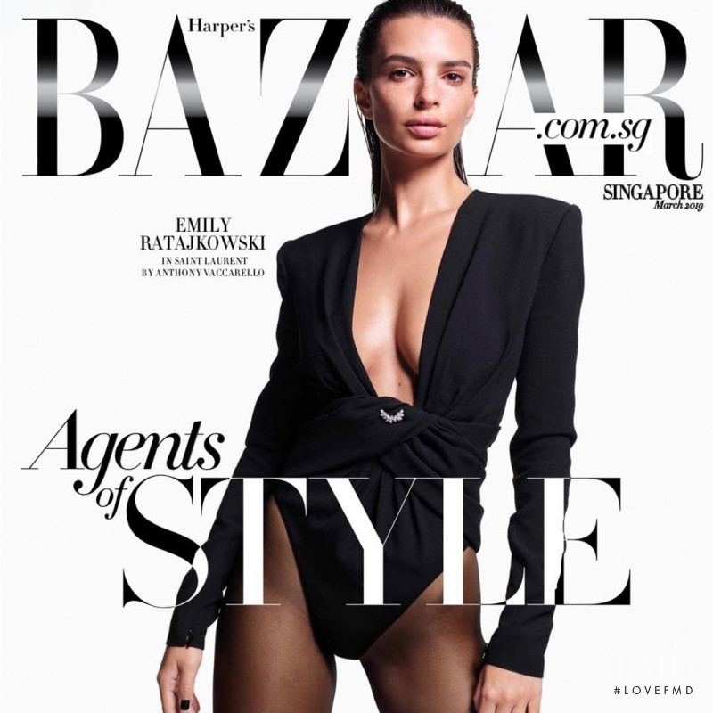 Emily Ratajkowski featured on the Harper\'s Bazaar Singapore cover from March 2019