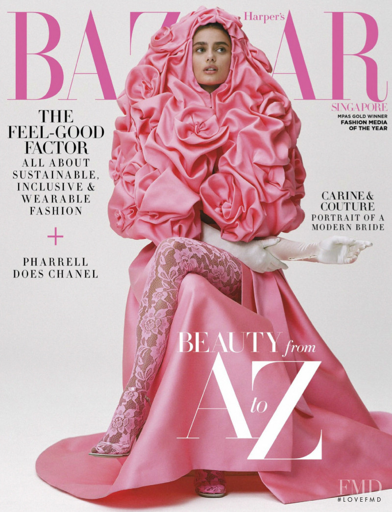 Taylor Hill featured on the Harper\'s Bazaar Singapore cover from May 2019