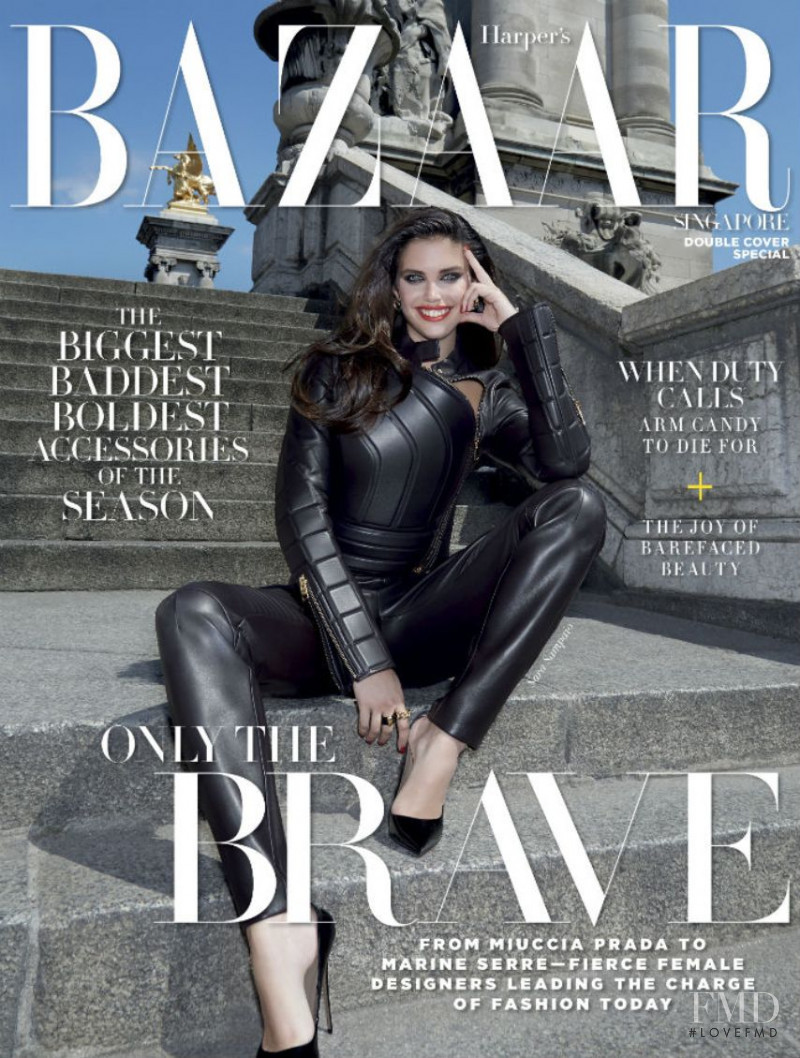Sara Sampaio featured on the Harper\'s Bazaar Singapore cover from October 2019