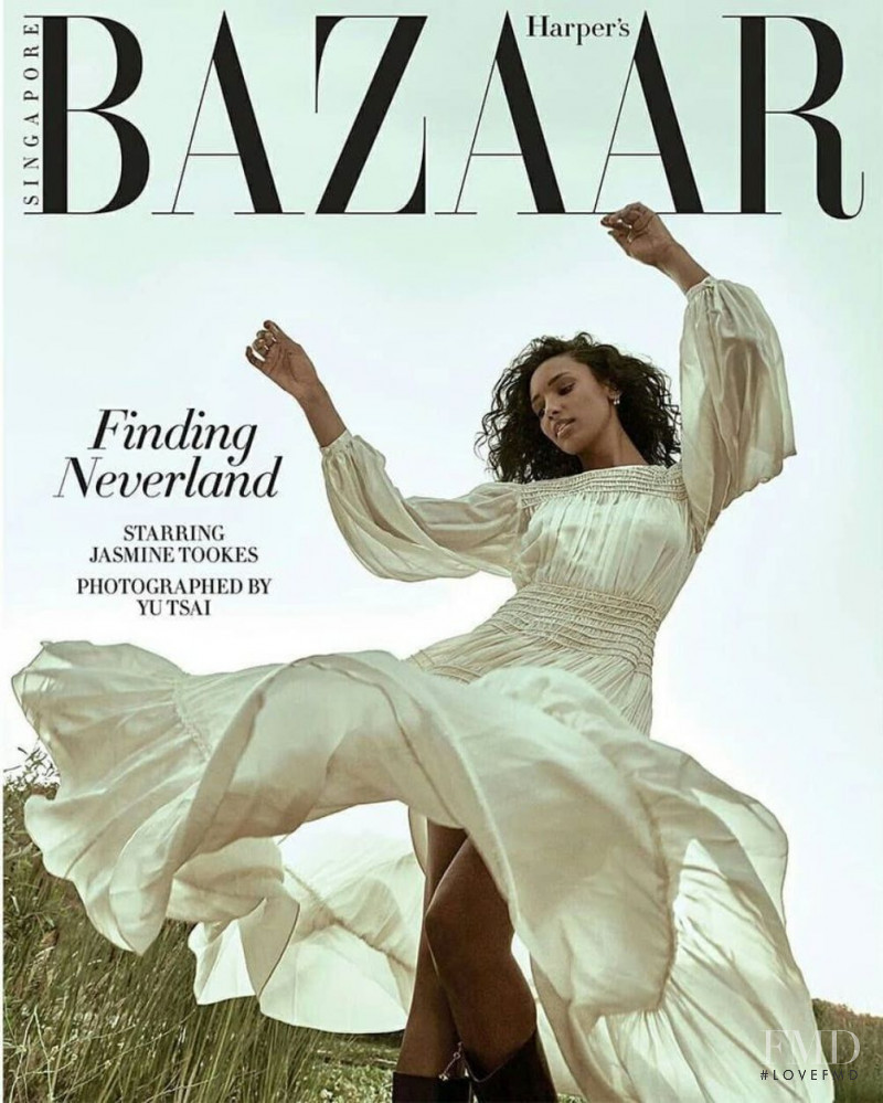 Jasmine Tookes featured on the Harper\'s Bazaar Singapore cover from August 2020