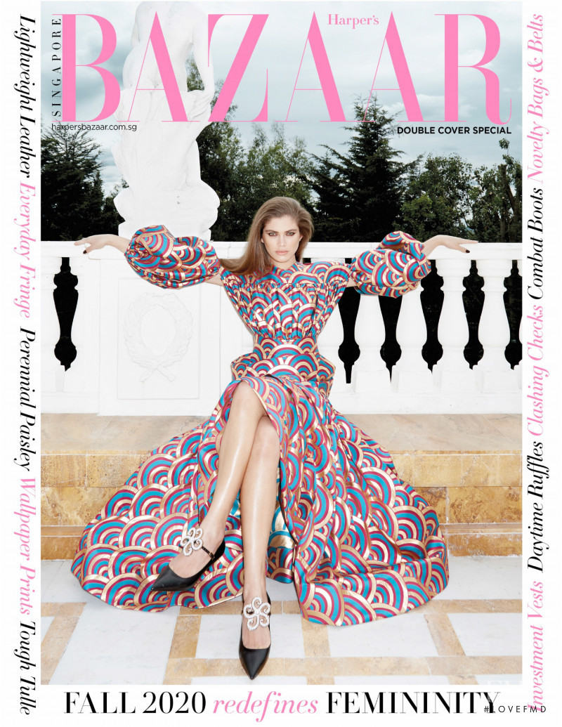 Valentina Sampaio featured on the Harper\'s Bazaar Singapore cover from October 2020