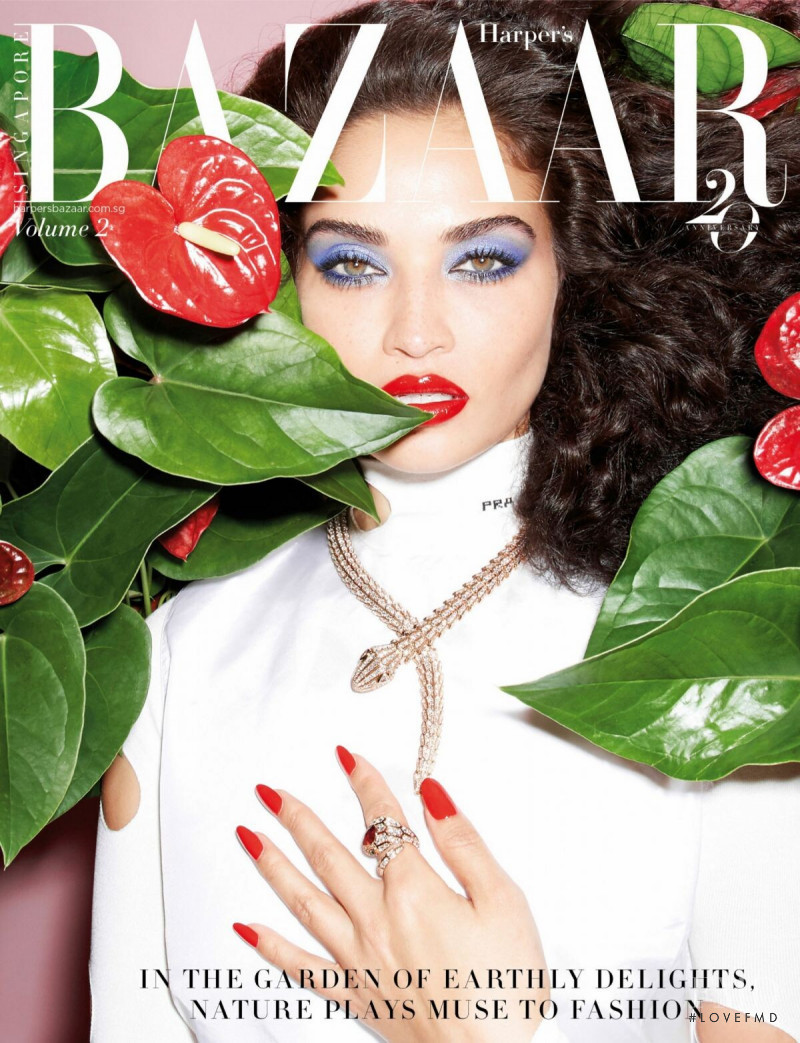Shanina Shaik featured on the Harper\'s Bazaar Singapore cover from January 2021