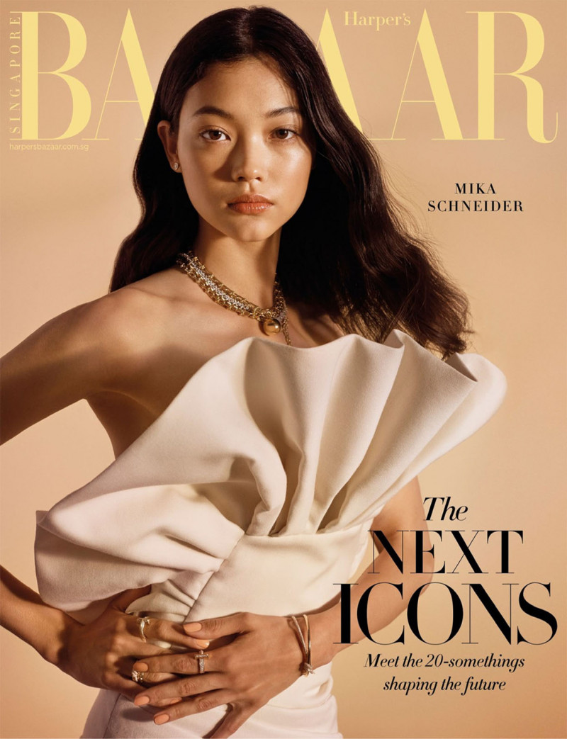 Mika Schneider featured on the Harper\'s Bazaar Singapore cover from September 2022
