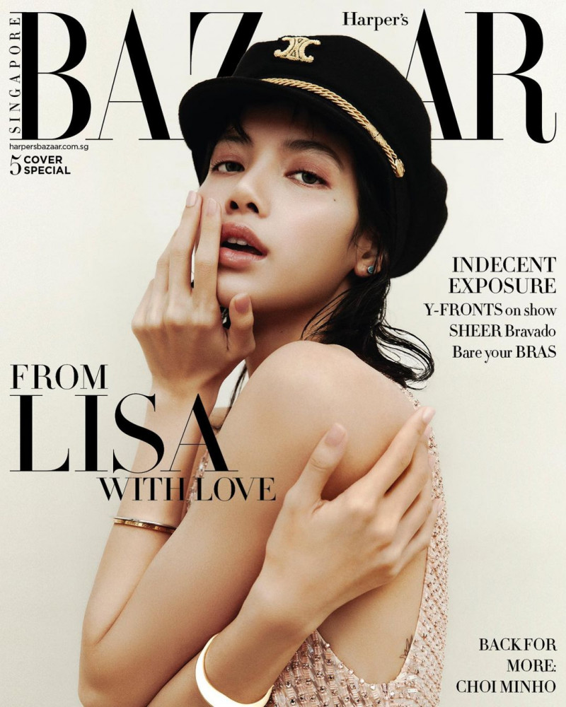 Lalisa Manobal featured on the Harper\'s Bazaar Singapore cover from March 2023