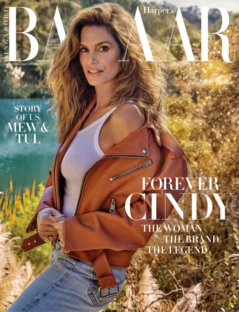 Cindy Crawford featured on the Harper\'s Bazaar Singapore cover from January 2024