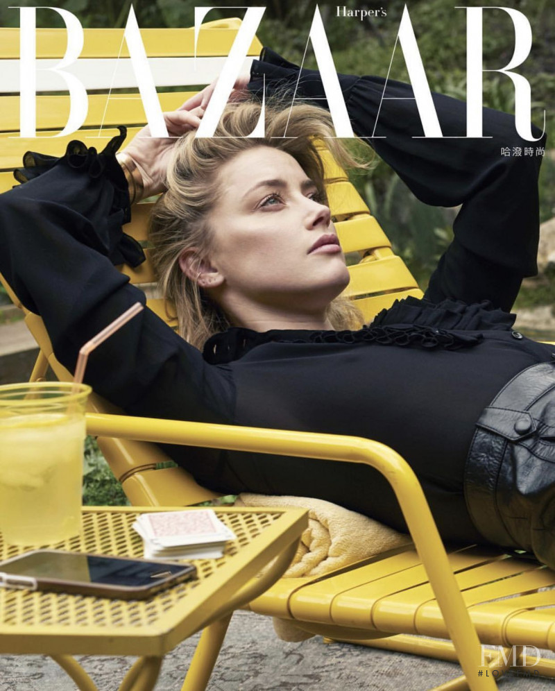 Amber Heard featured on the Harper\'s Bazaar Taiwan cover from April 2019