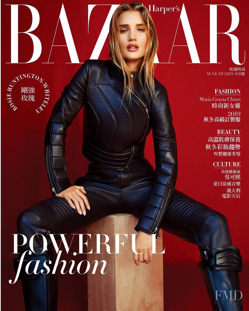Rosie Huntington-Whiteley featured on the Harper\'s Bazaar Taiwan cover from August 2019