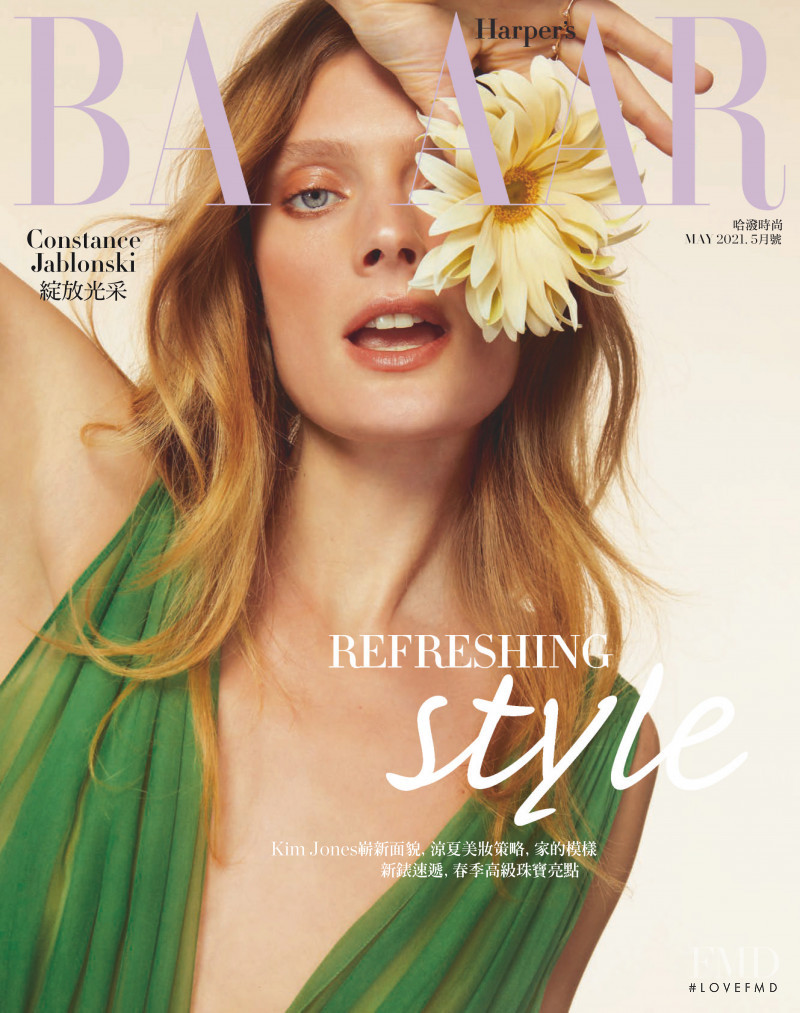 Constance Jablonski featured on the Harper\'s Bazaar Taiwan cover from May 2021