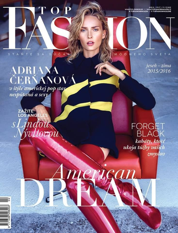 Adriana Cernanova featured on the Top Fashion cover from December 2015