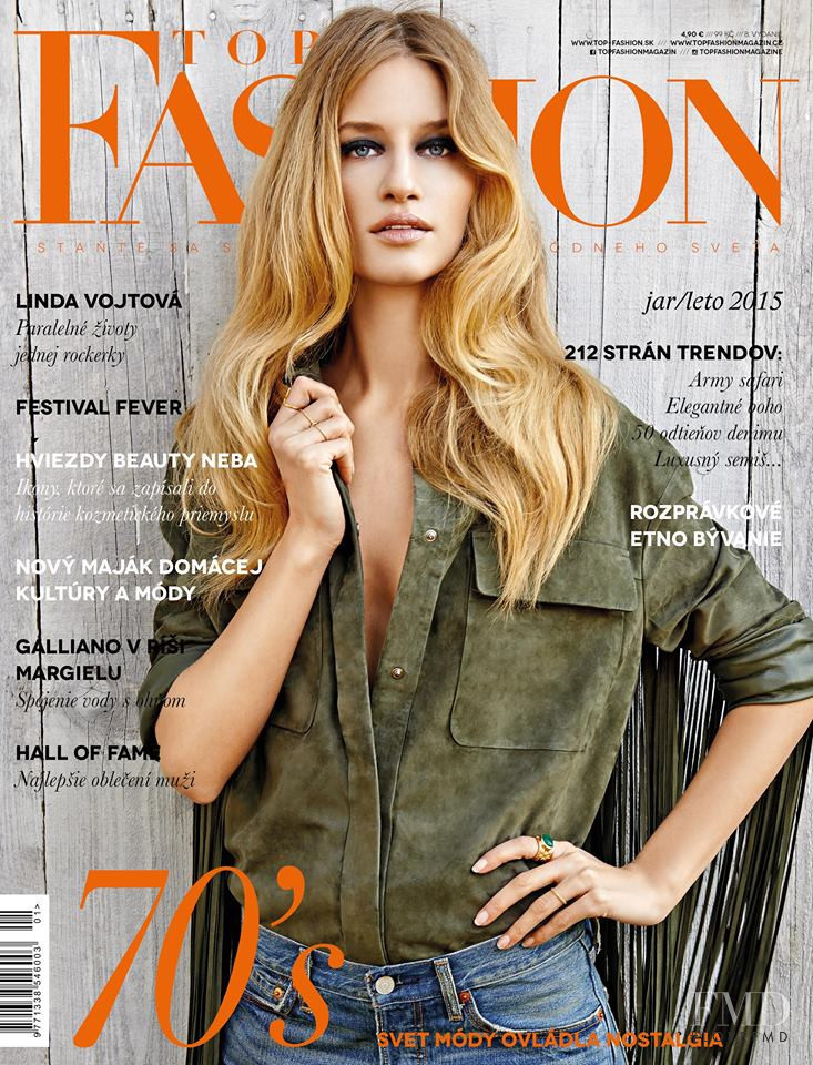 Linda Vojtova featured on the Top Fashion cover from February 2015