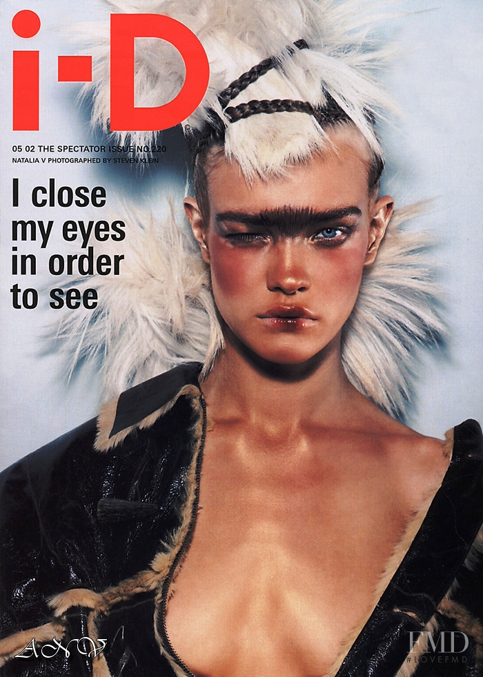 Natalia Vodianova featured on the i-D cover from May 2002