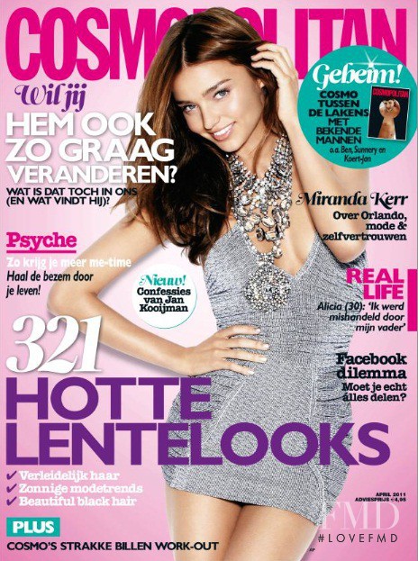 Miranda Kerr featured on the Cosmopolitan Netherlands cover from April 2011