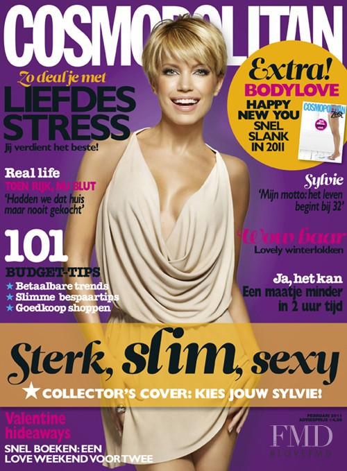 Sylvie van der Vaart featured on the Cosmopolitan Netherlands cover from February 2011