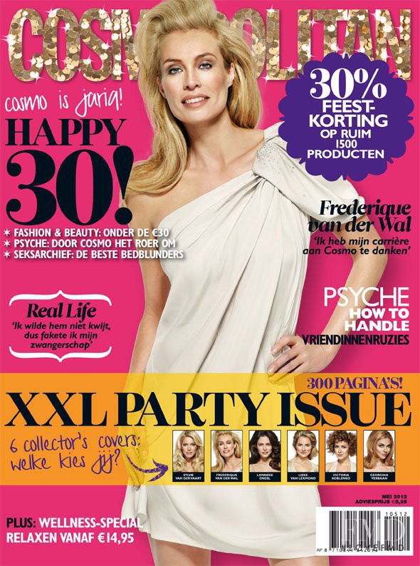Frederique van der Wal featured on the Cosmopolitan Netherlands cover from May 2012