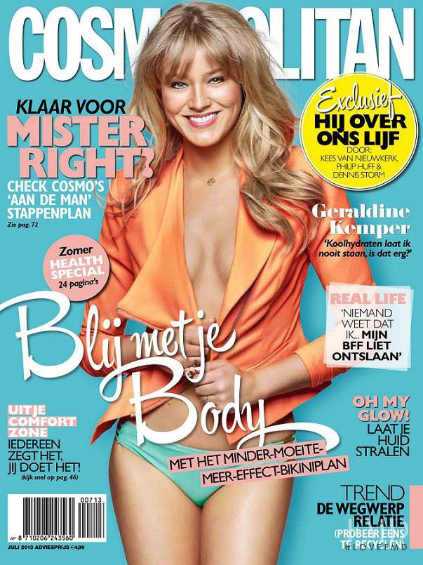 Geraldine Kemper featured on the Cosmopolitan Netherlands cover from July 2013