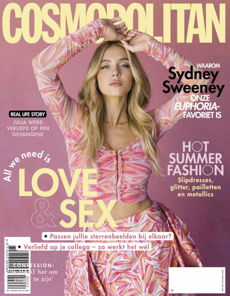 Sydney Sweeney featured on the Cosmopolitan Netherlands cover from October 2021