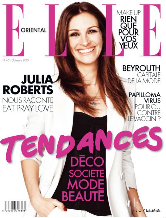 Julia Roberts featured on the Elle Oriental cover from October 2010