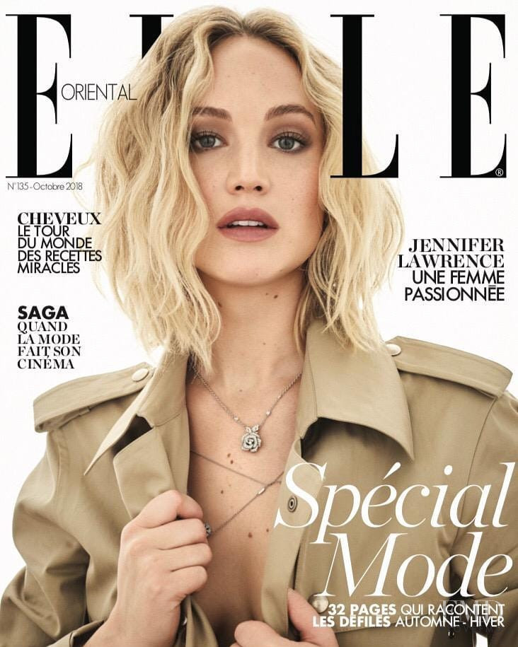 Jennifer Lawrence featured on the Elle Oriental cover from October 2018
