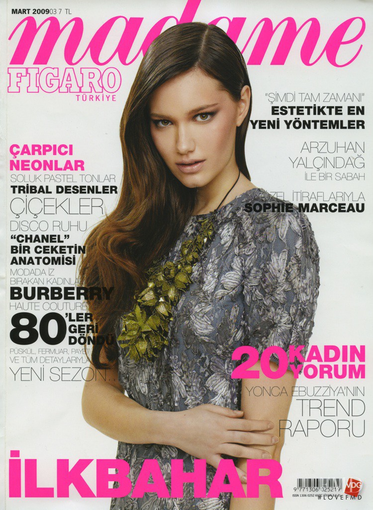Barbara Istvanova featured on the Madame Figaro Turkey cover from March 2009