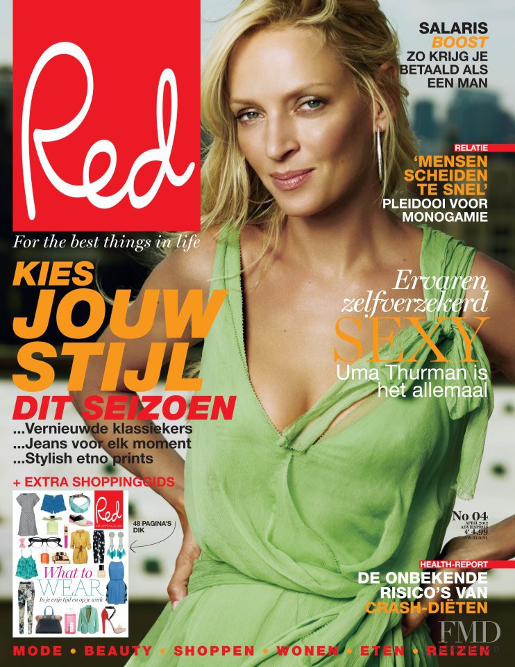 Uma Thurman featured on the Red Netherlands cover from April 2012