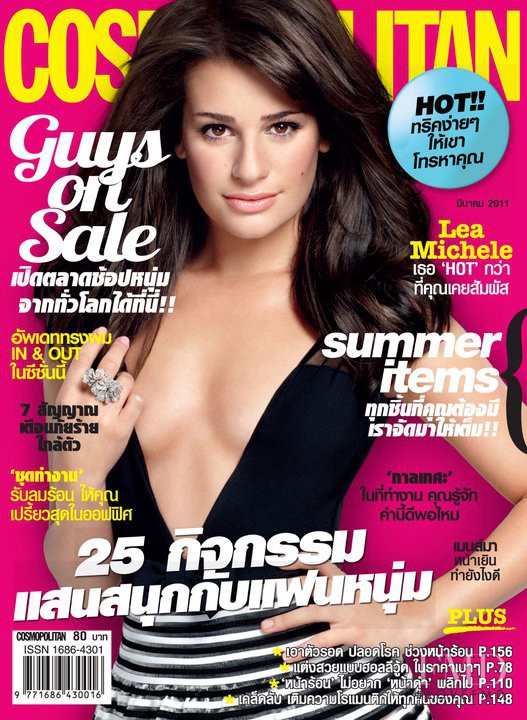 Lea Michele featured on the Cosmopolitan Thailand cover from March 2011