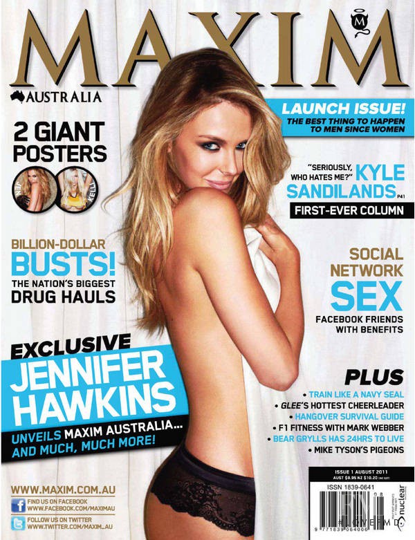 Jennifer Hawkins featured on the Maxim Australia cover from August 2011